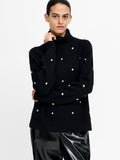 Elna Black Studded Roll Neck Jumper