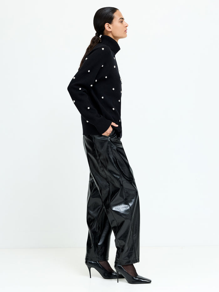 Elna Black Studded Roll Neck Jumper