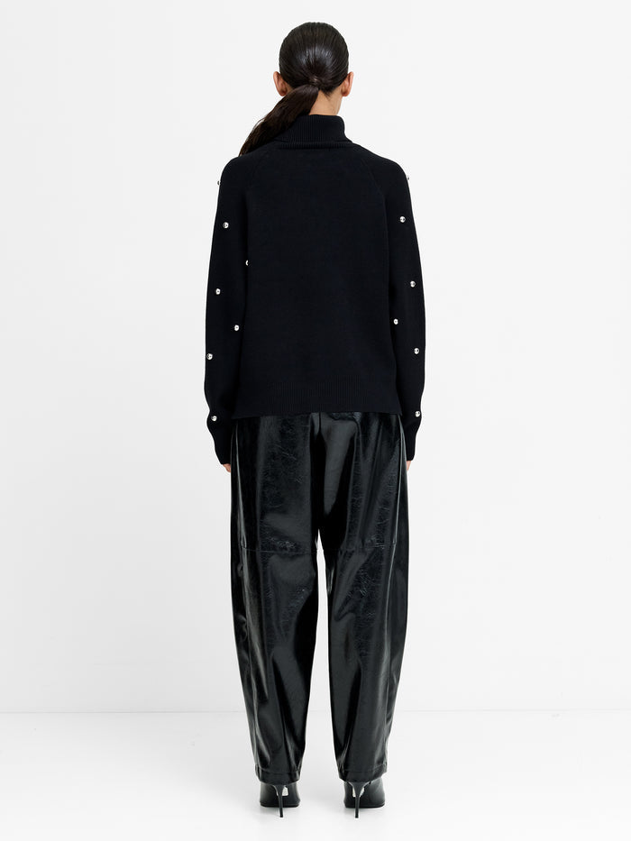 Elna Black Studded Roll Neck Jumper