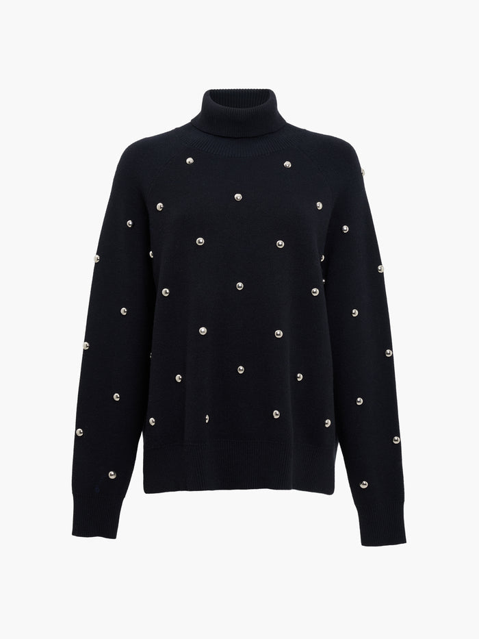 Elna Black Studded Roll Neck Jumper
