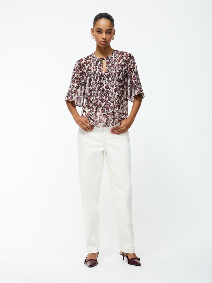 Elyse Hallie Crinkle Short Sleeve Top