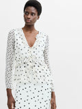 Emina Chiffon Monochrome Polka Dot Ruffle Top