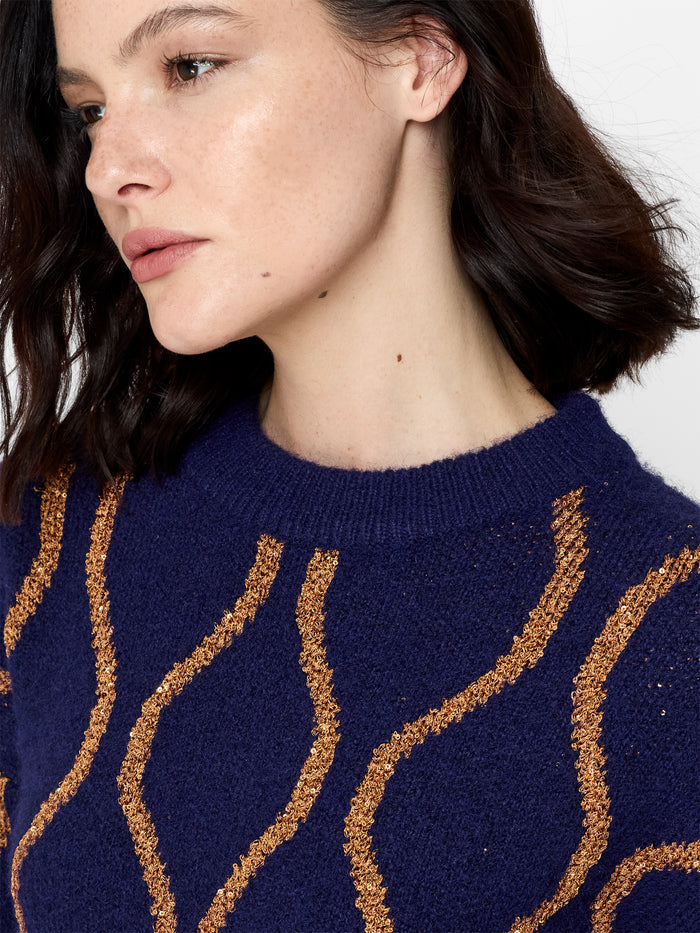 Emley Navy Sequin Knit Jumper