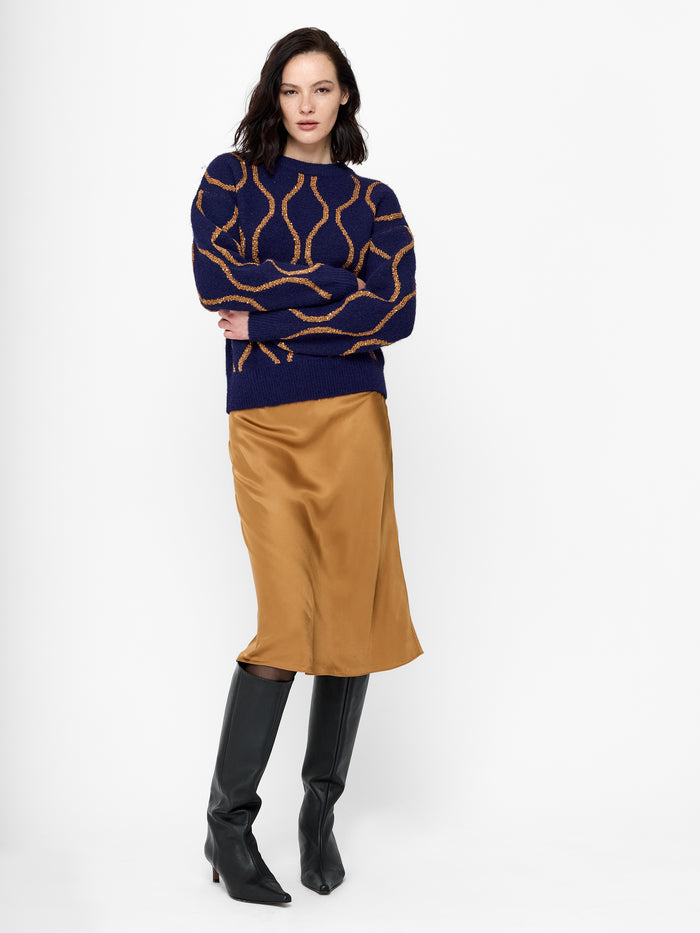 Emley Navy Sequin Knit Jumper