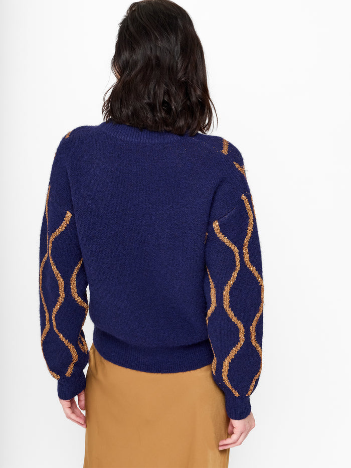 Emley Navy Sequin Knit Jumper
