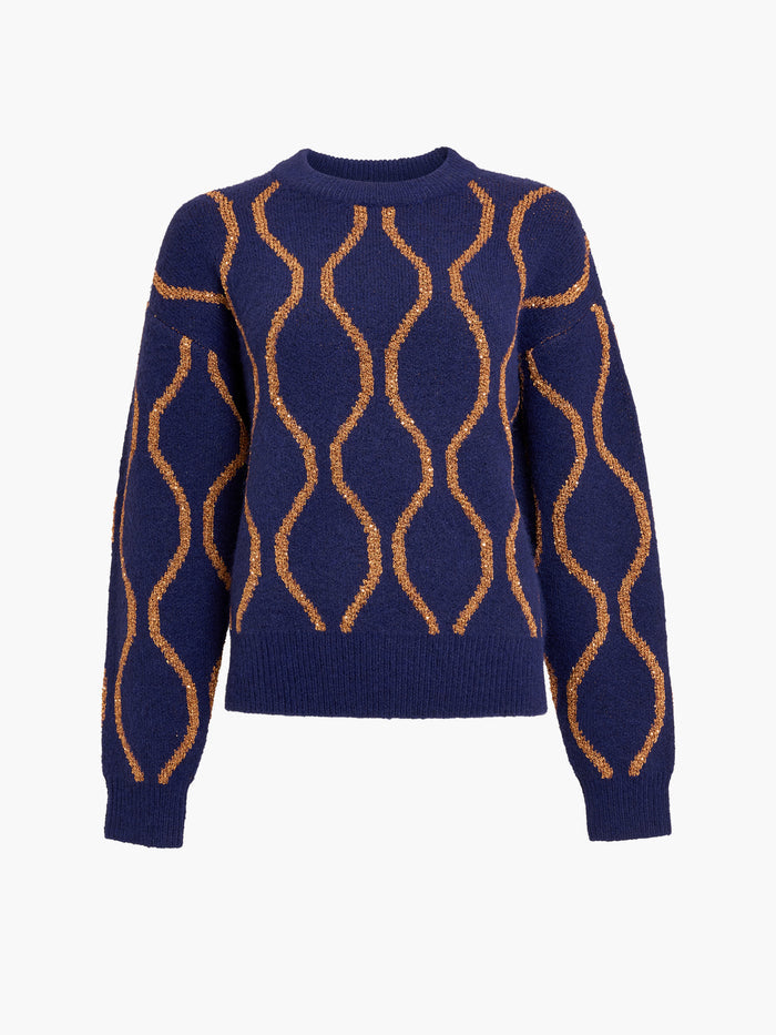 Emley Navy Sequin Knit Jumper