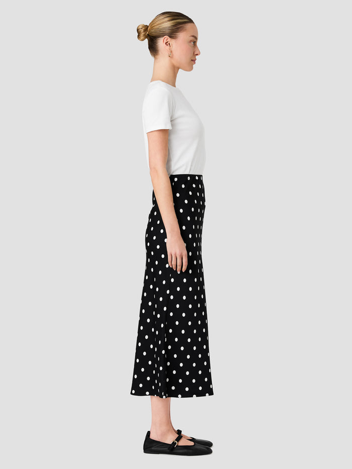Ennis Black and White Polka Dot Eco Satin Midi Skirt