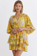 Entro Floral print v-neck half sleeve mini romper