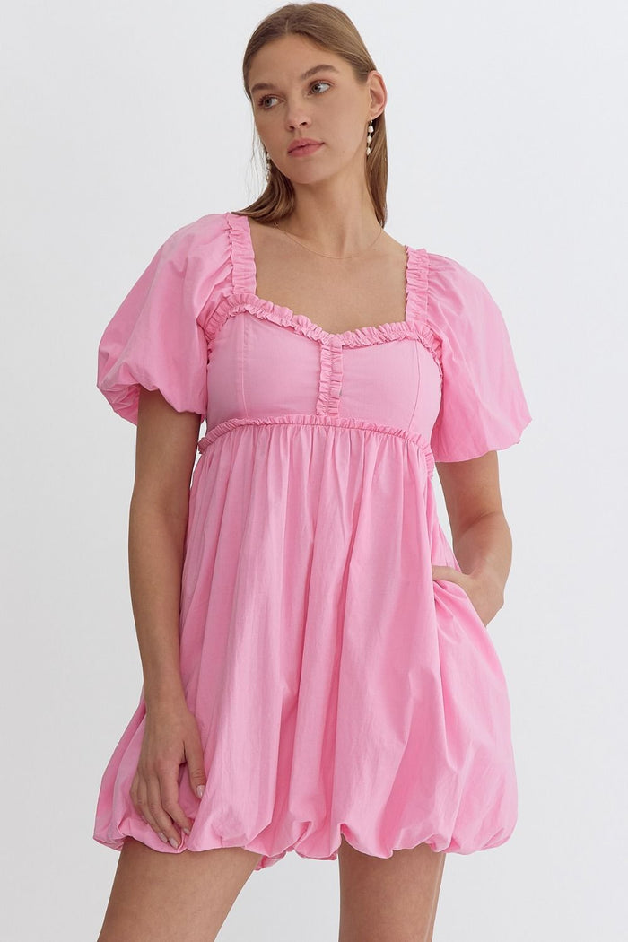 Entro Solid sweetheart neckline mini dress pink