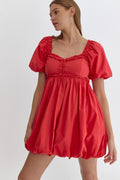 Entro Solid sweetheart neckline mini dress red