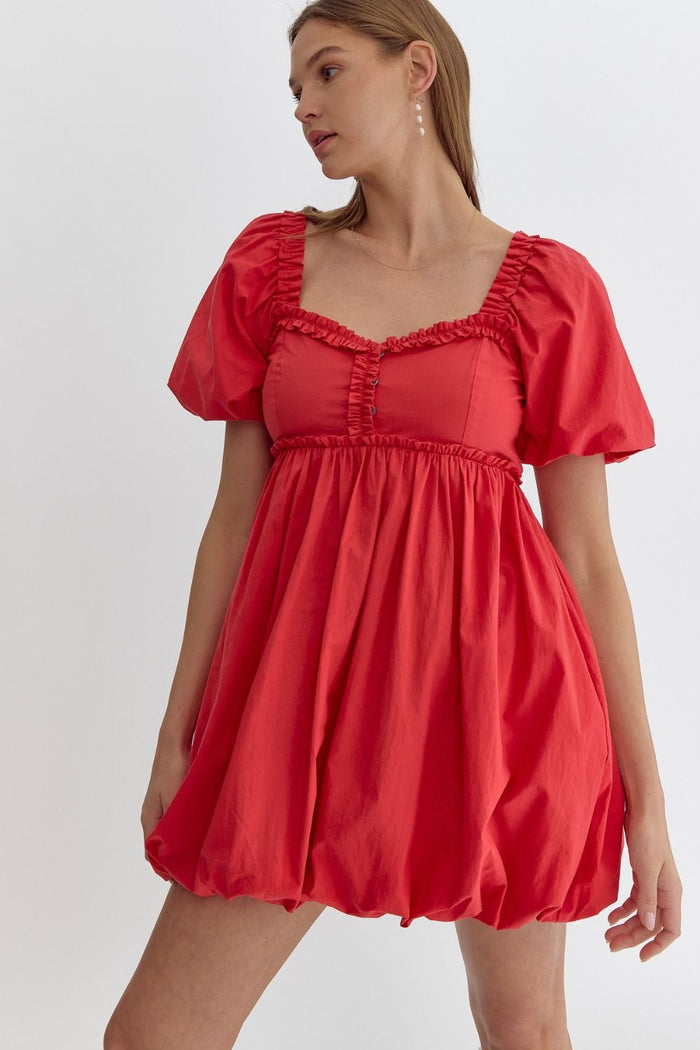 Entro Solid sweetheart neckline mini dress red