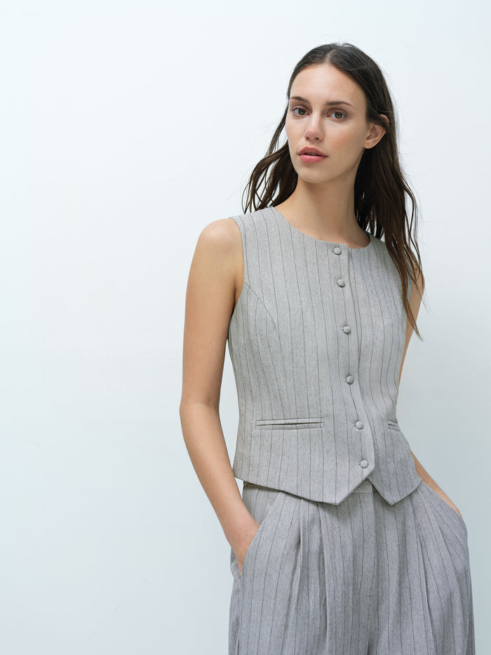 Enya Tailored Grey Pinstripe Waistcoat