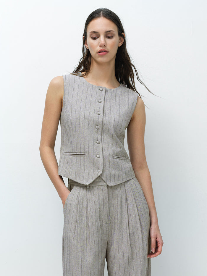 Enya Tailored Grey Pinstripe Waistcoat