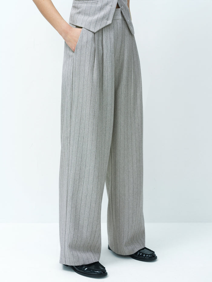 Enya Tailored Grey Pinstripe Wide Leg Trousers
