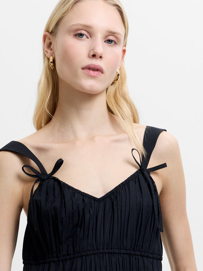 Era Poplin Bow Ruched Bust Black Jumpsuit