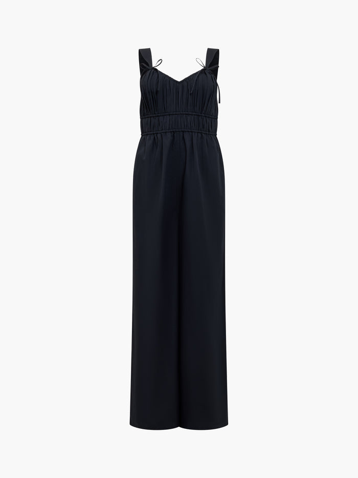 Era Poplin Bow Ruched Bust Black Jumpsuit
