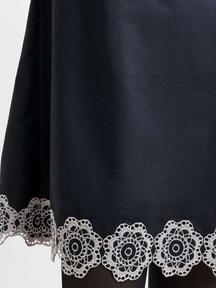 Era Poplin Monochrome Broderie Hem Mini Dress