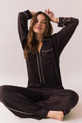 Eurielle Espresso and Starry White Button Down Womens chaserbrand