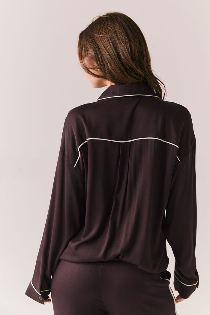 Eurielle Espresso and Starry White Button Down Womens chaserbrand