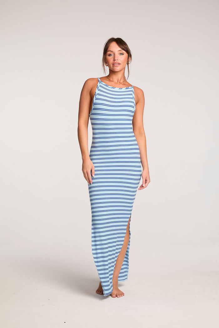 Evelyn Amalfi Blue Stripe Midi Dress WOMENS chaserbrand