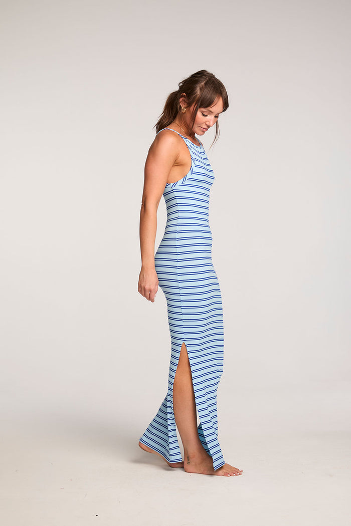 Evelyn Amalfi Blue Stripe Midi Dress WOMENS chaserbrand