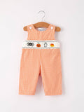 Fall Halloween Orange Pumpkin Ghost Spider Smock Embroidery Baby Boy Romper