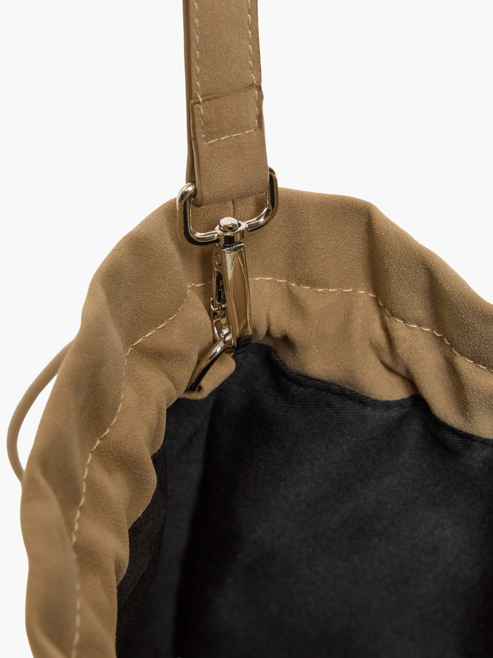 Faux Suede Studded Bucket Bag