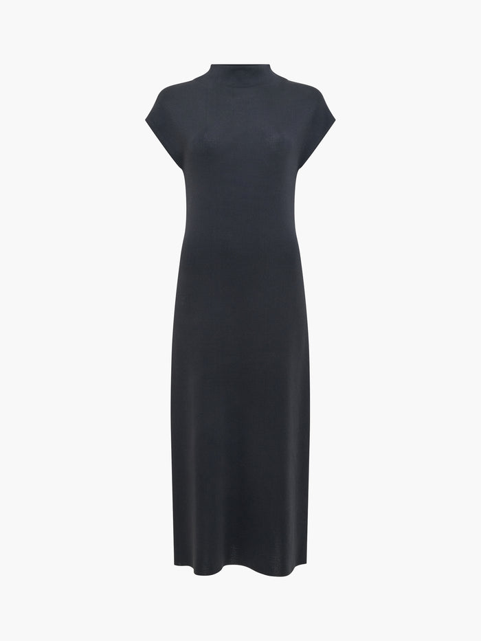 Fenella Dark Grey Mock Neck Knit Midi Dress