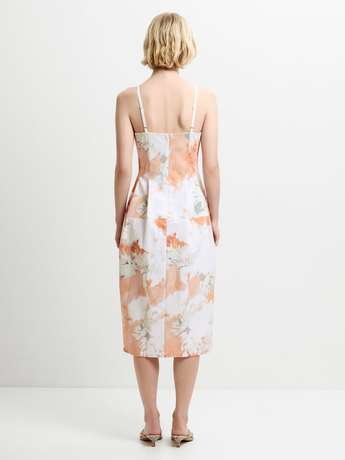 Feo Floral Printed Denim Midi Dress