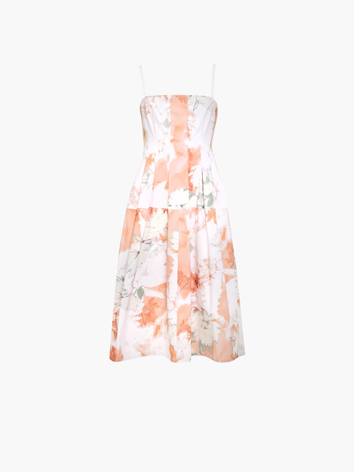 Feo Floral Printed Denim Midi Dress
