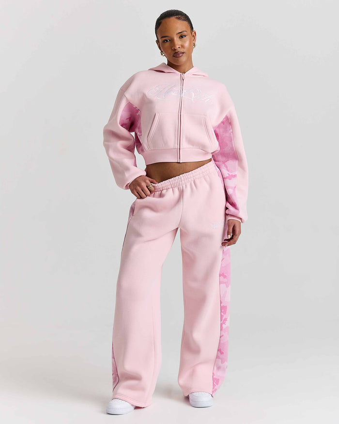 Field Boxy Zip Hoodie - Pink/White/Camo