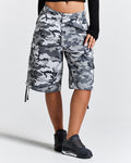Field Oversized Cargo Woven Jort - Grey Camo