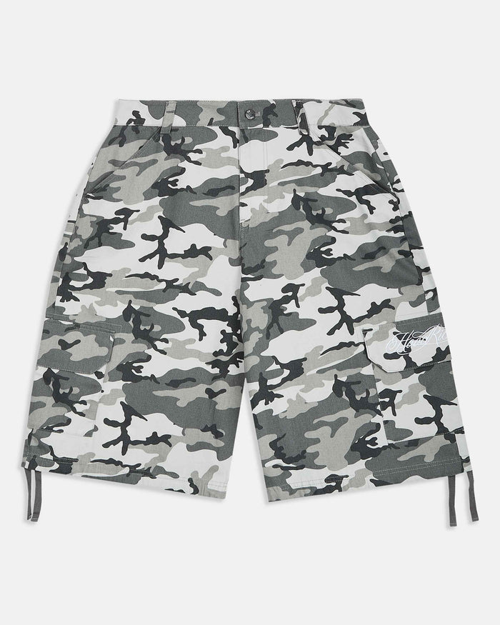 Camouflage shorts on a white background
