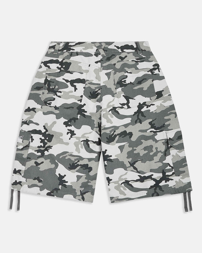 Field Oversized Cargo Woven Jort - Grey Camo
