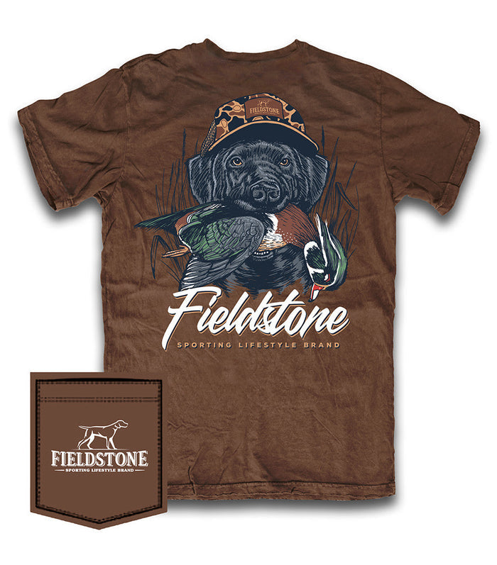 Fieldstone lab woodie chocolate ss tee