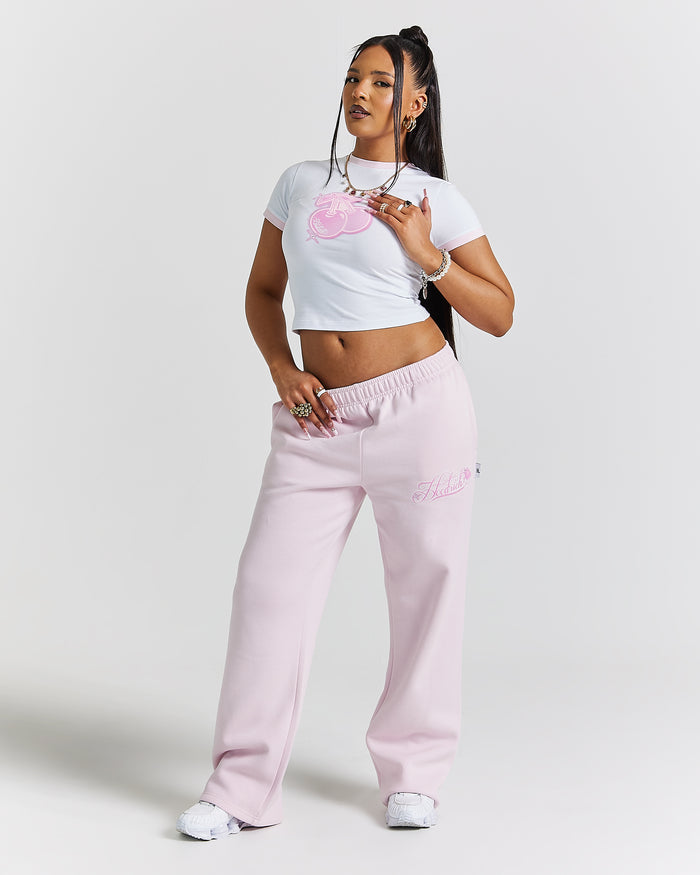 Finesse Fitted Tee - White/Pink/Rhinestone
