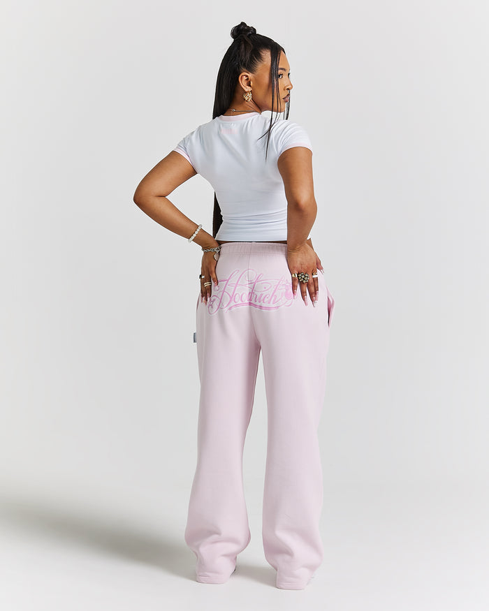 Finesse Fitted Tee - White/Pink/Rhinestone