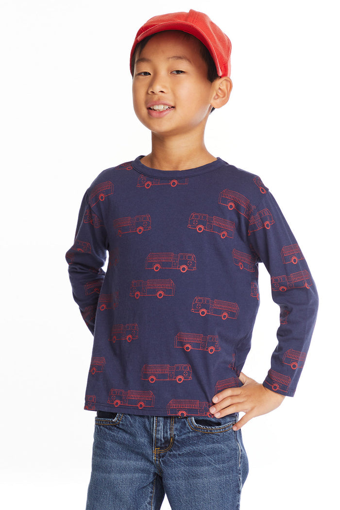 Fire Trucks Boys Long Sleeve Crew Neck Tee Boys chaserbrand
