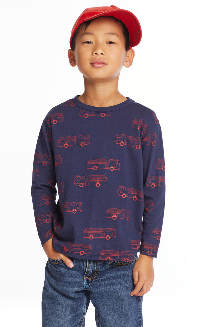 Fire Trucks Boys Long Sleeve Crew Neck Tee Boys chaserbrand
