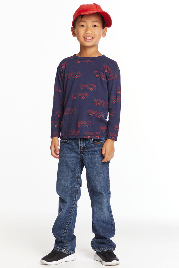 Fire Trucks Boys Long Sleeve Crew Neck Tee Boys chaserbrand