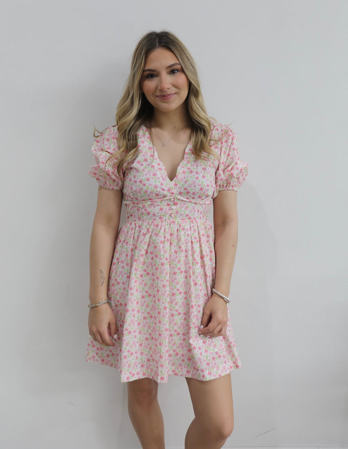 Floral Print Mini Dress pink