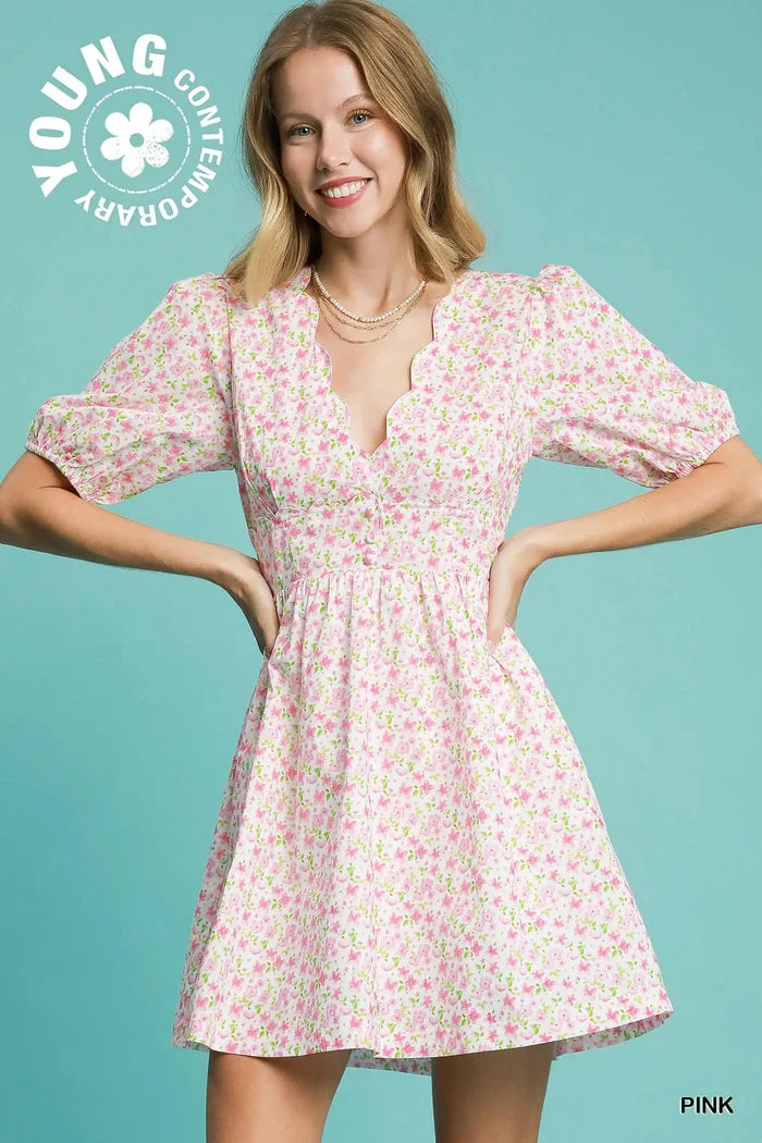 Floral Print Mini Dress pink