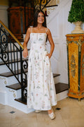 Floral Printed Drop Waist Dress-Cream