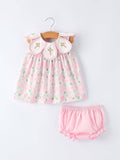 Floral Smocked Christ Bishop Christening Baby Girls Bloomer Set