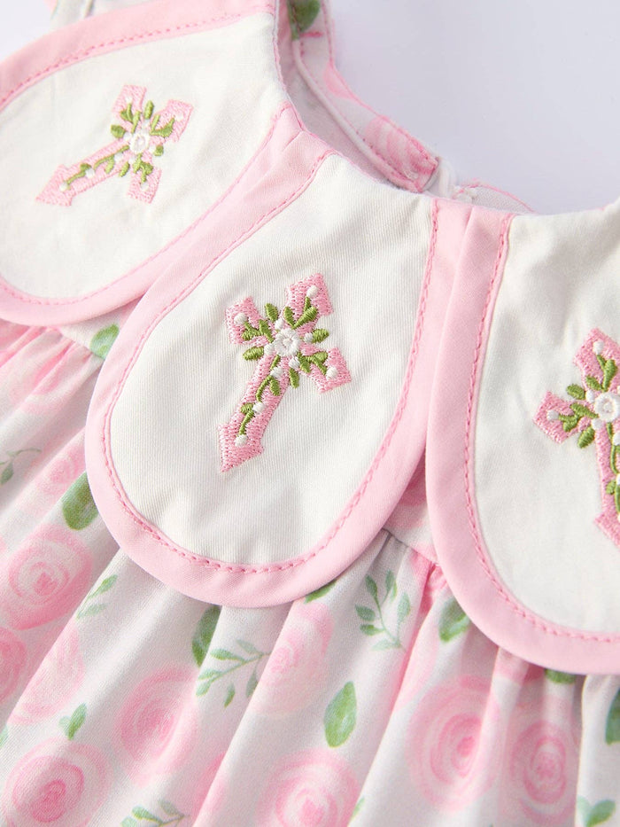 Floral Smocked Christ Bishop Christening Baby Girls Bloomer Set