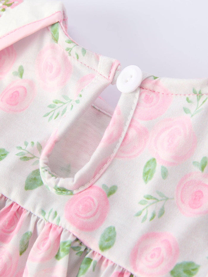 Floral Smocked Christ Bishop Christening Baby Girls Bloomer Set