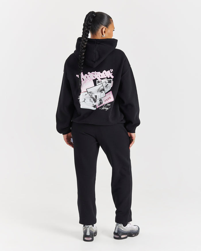 Fray Joggers - Black/Pink