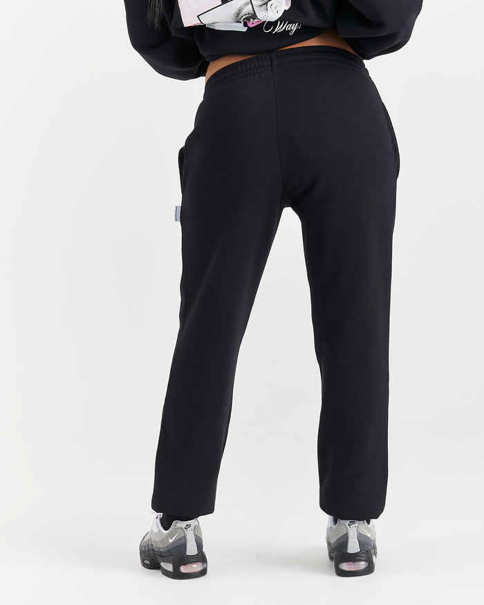 Fray Joggers - Black/Pink