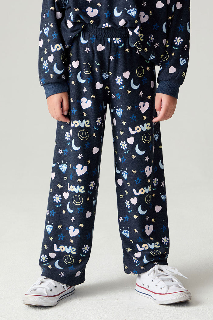 Front view of a girl wearing the Chaser Free Draw Pants Girls Jogger on a neutral background with sweatshirt