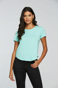 Gauze Jersey Short Sleeve Hi Lo Shirttail Tee WOMENS - chaserbrand